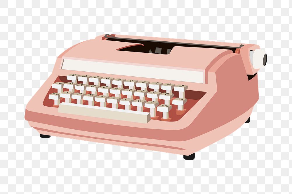 Retro pink png typewriter,