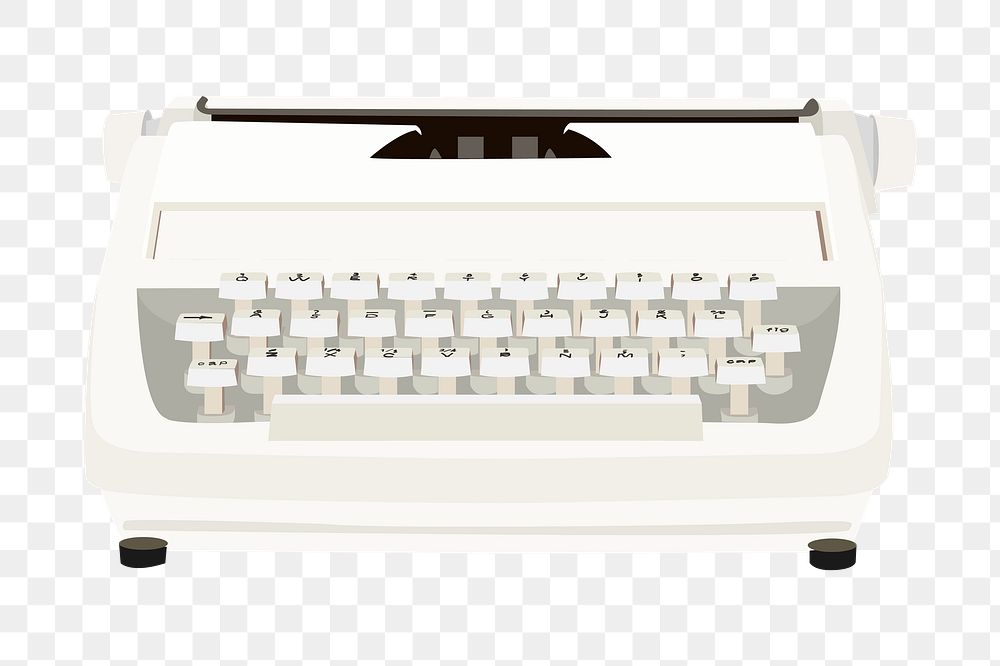 Retro png white typewriter,