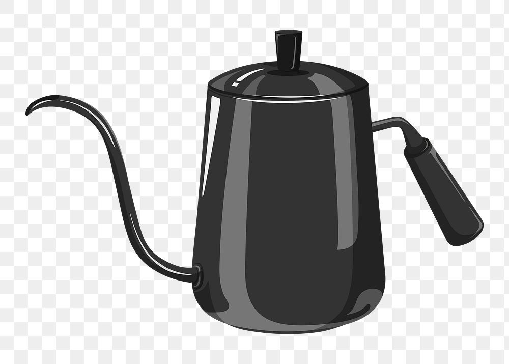 Black coffee kettle png kitchenware illustration, transparent background