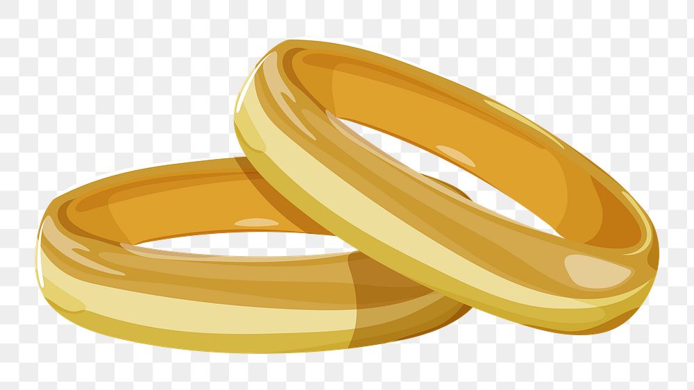 Golden png couple ring, transparent background