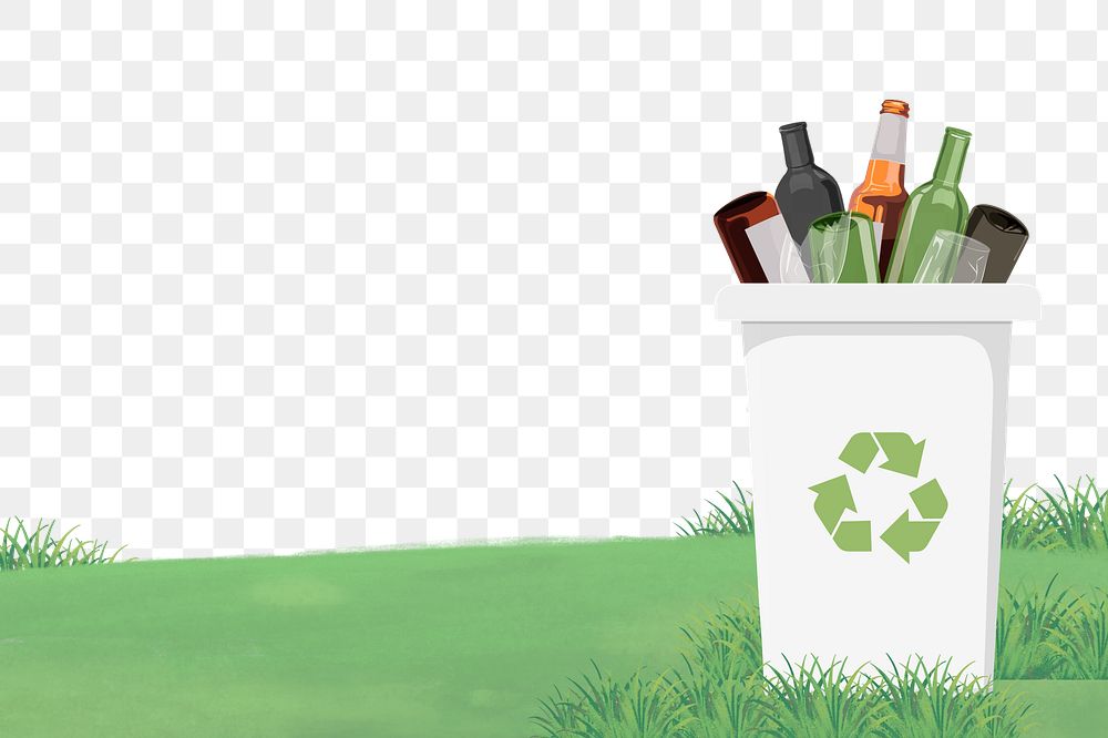 Bottles png recycle bin border, transparent background