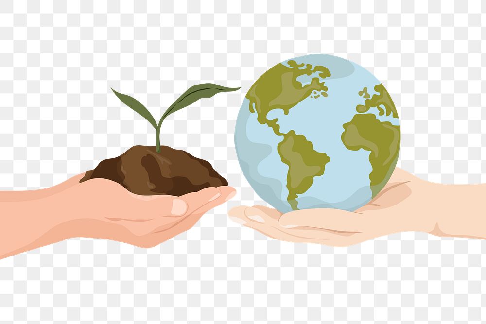 Save the earth png environmental conservation illustration, transparent background
