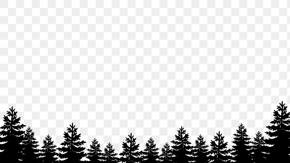 Pine forest silhouette png border, transparent background