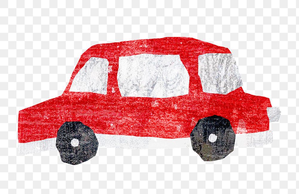 PNG Red car, paper craft element, transparent background
