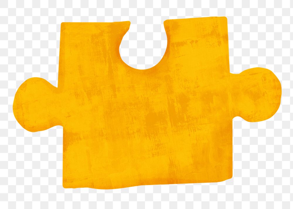 PNG Yellow puzzle piece, paper craft element, transparent background