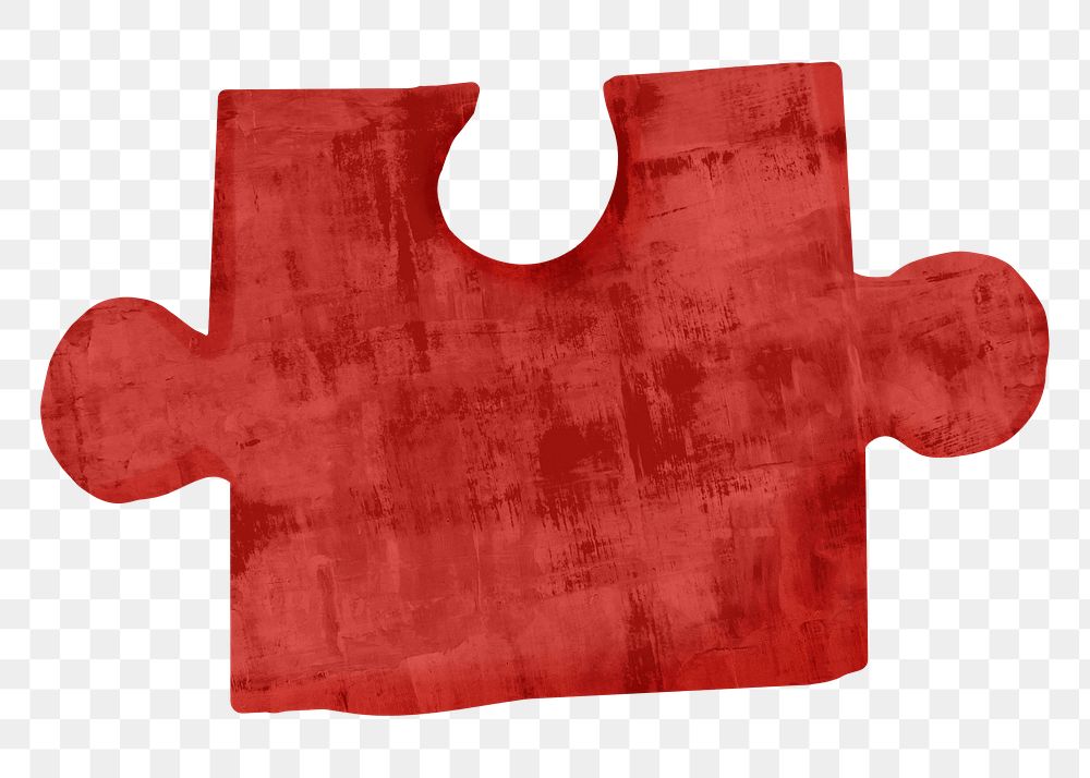 PNG Red puzzle piece, paper craft element, transparent background