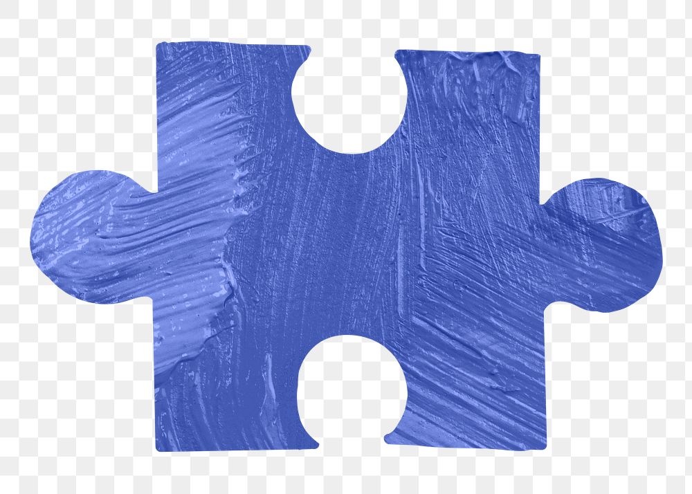 PNG Blue puzzle piece, paper craft element, transparent background