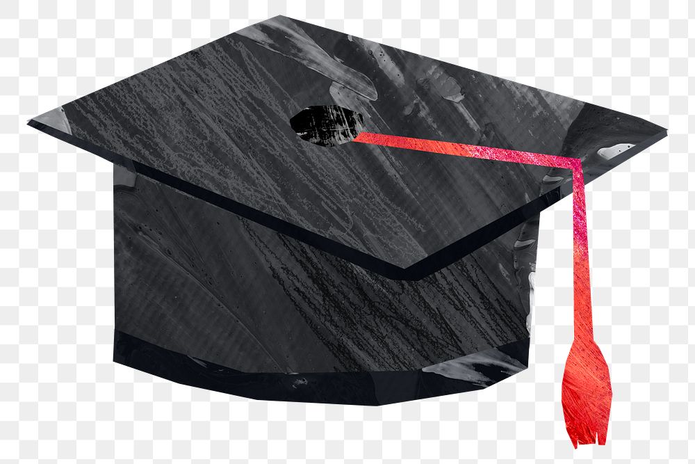Graduation cap png, education paper craft element, transparent background