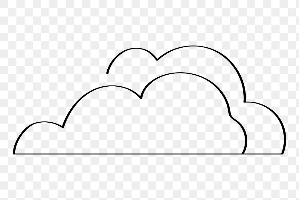 Cloud png line art, transparent background