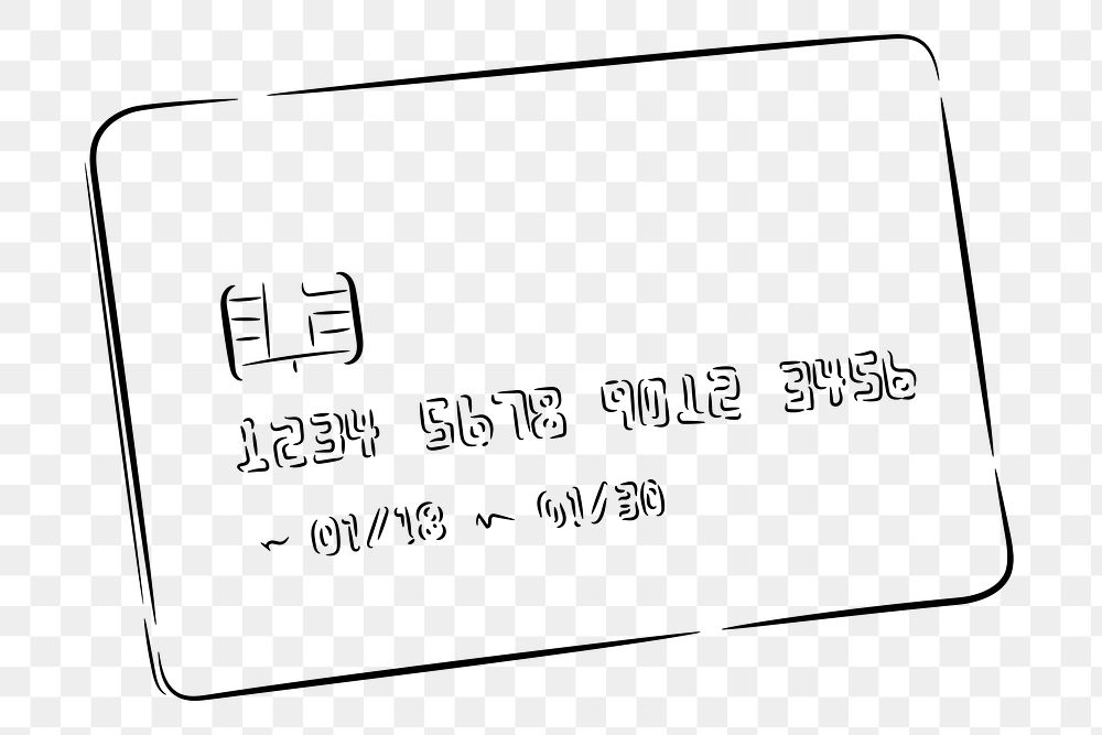 Credit card png line art, transparent background