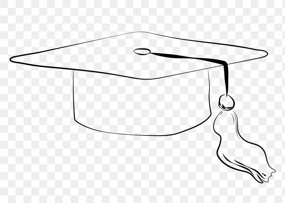 Graduation cap png line art, transparent background