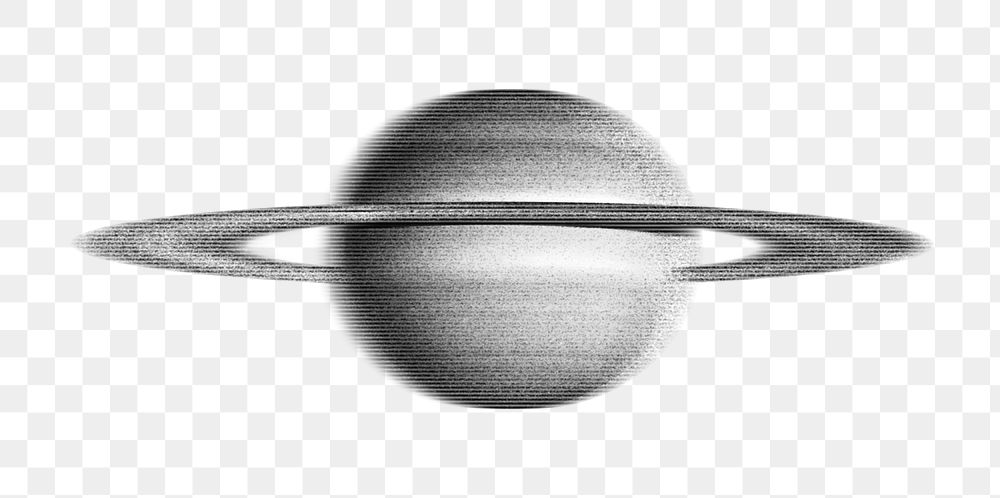 PNG Saturn planet, grayscale galaxy illustration, transparent background