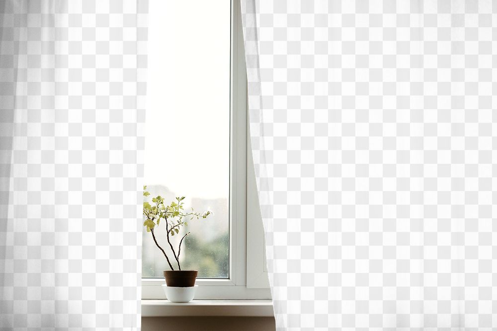 Window curtain png mockup, transparent design