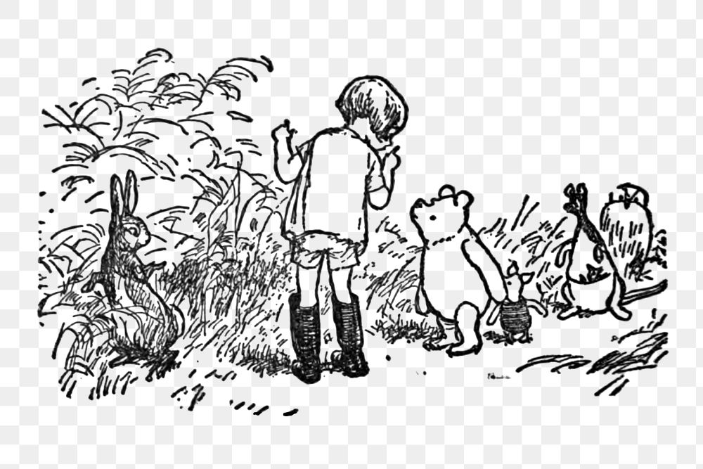 Png Illustration by Ernest Howard Shepard from Winnie-the-Pooh (1926) by A A Milne collage element, transparent background