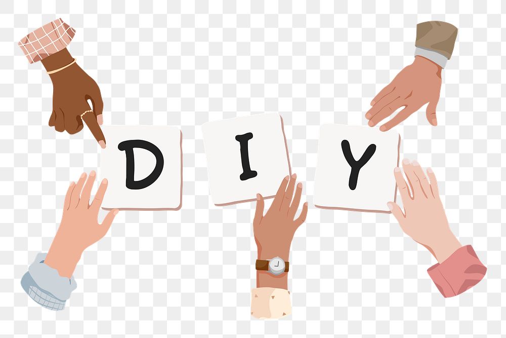 DIY png, diverse hands remix, transparent background