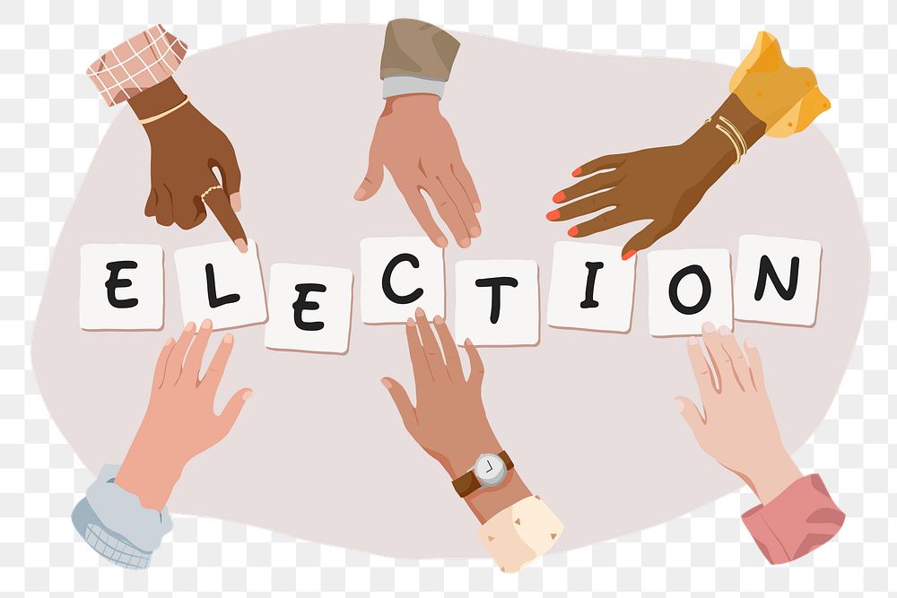 Election png, diverse hands remix, transparent background