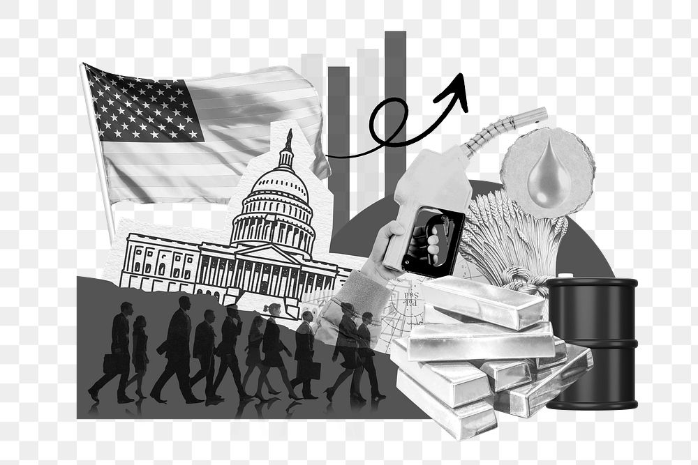 PNG American politics, social issues paper collage, transparent background