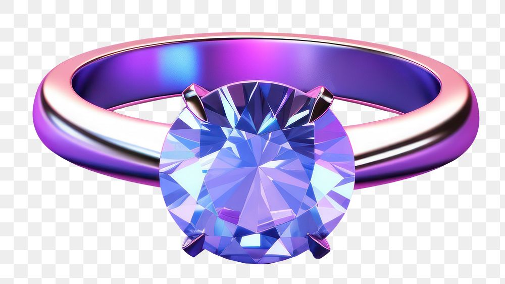 Gemstone jewelry diamond ring.  PNG with transparent background.