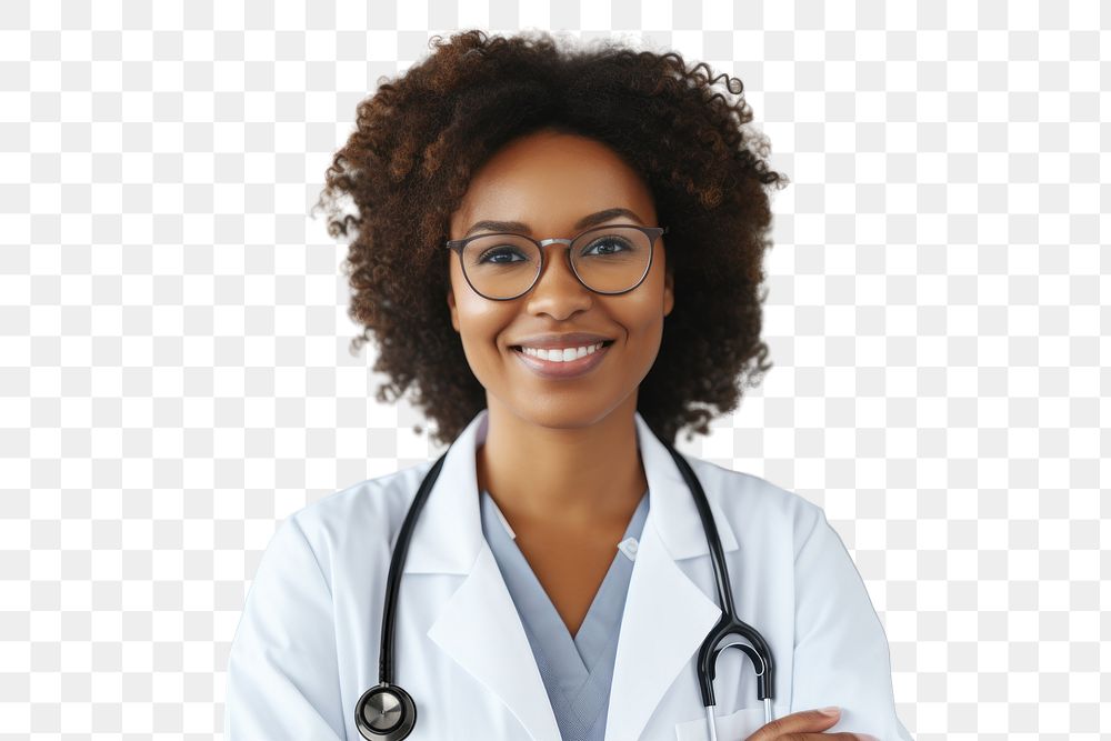 Portrait glasses doctor adult.  PNG with transparent background.