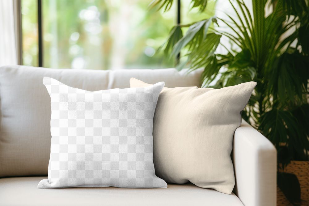 PNG cushion cover mockup, transparent design