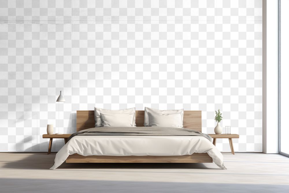 PNG bedroom wall mockup, interior design, transparent design