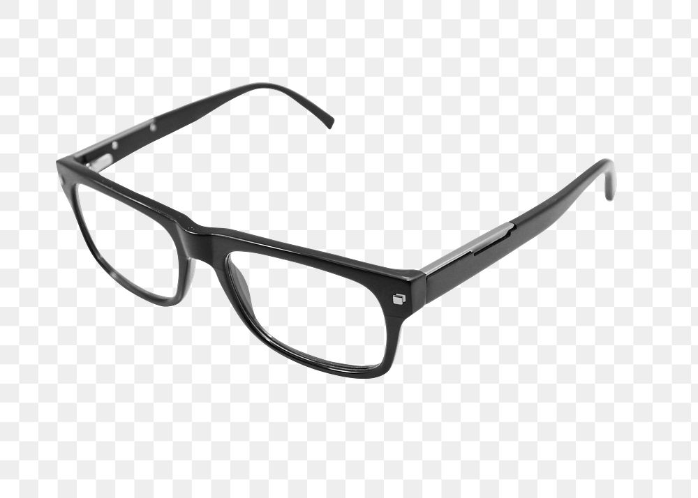 Png black eyeglasses, isolated object, transparent background
