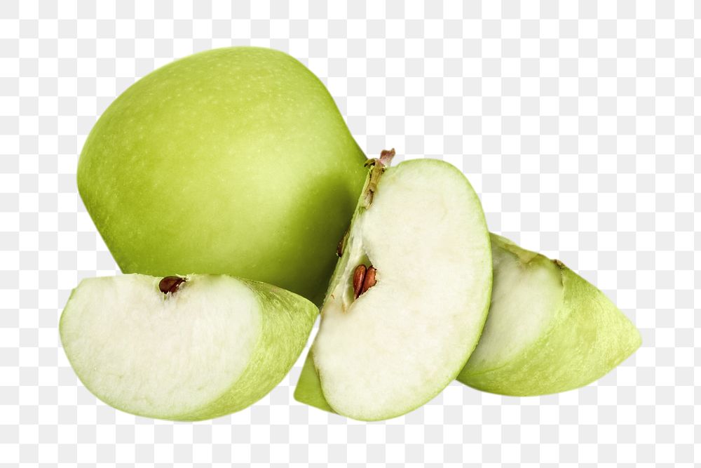 PNG green apples collage element, transparent background