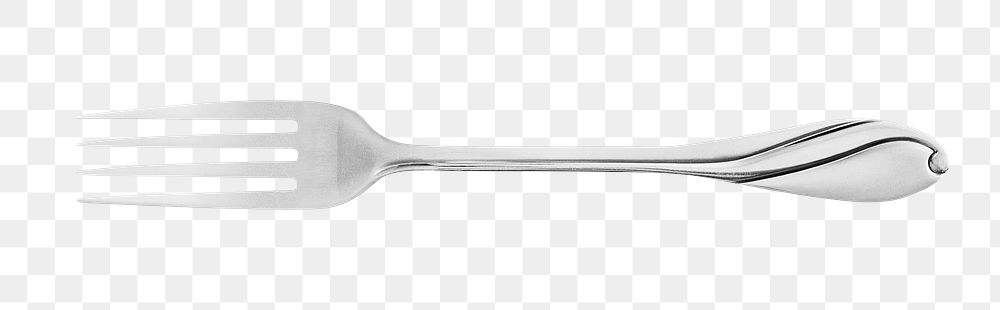 Png metal fork, isolated object, transparent background