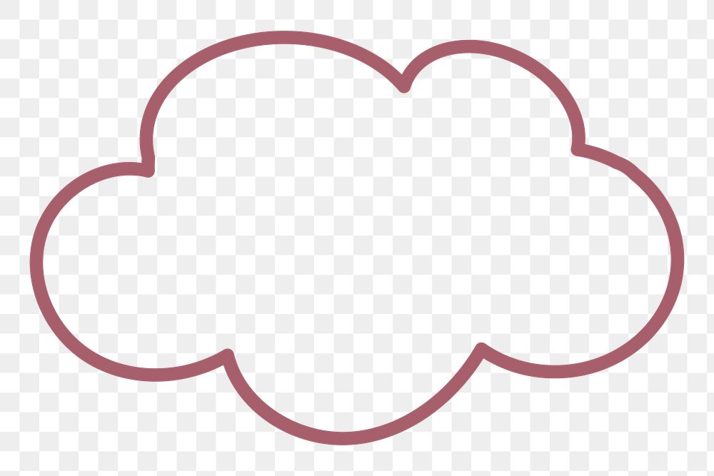 PNG Doodle cloud element, transparent background