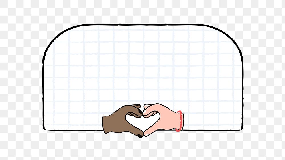 PNG heart hands badge illustration, love frame grid transparent background