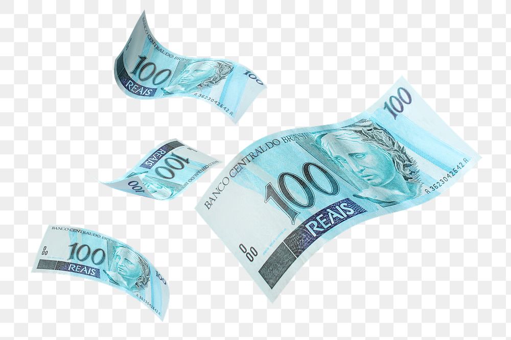 PNG Brazil 100 real bank notes, transparent background