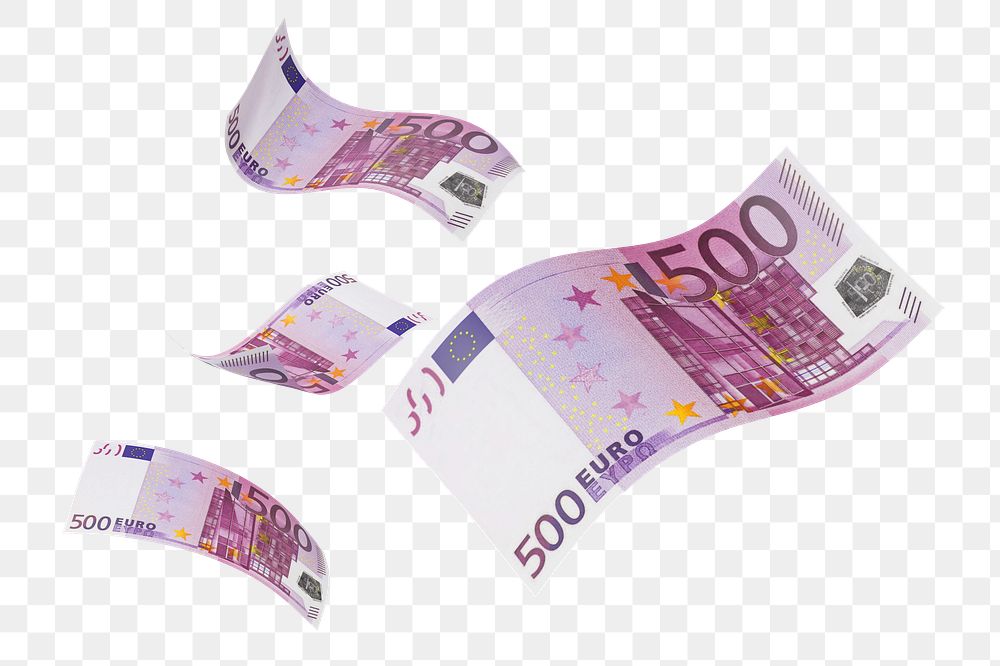 Png 500 Euros bank notes, transparent background