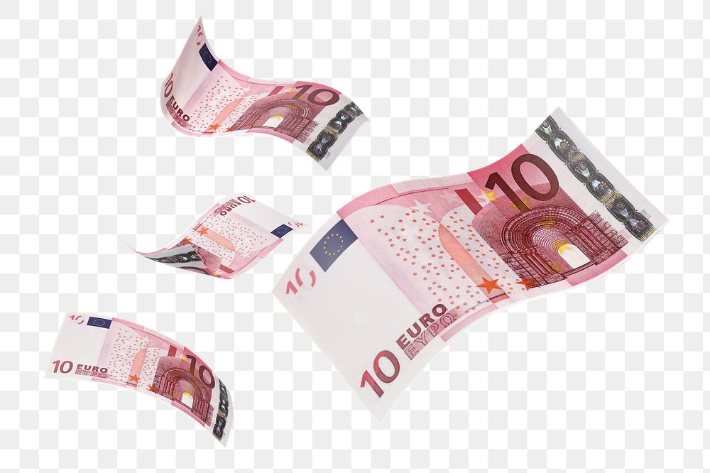 Png 10 Euros bank notes, transparent background