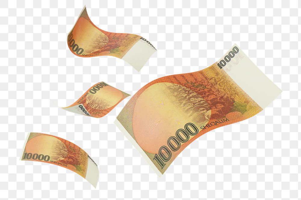 Png 10000 Israeli sheqalim bank notes, transparent background
