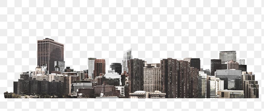 Png monochrome city landscape, transparent background