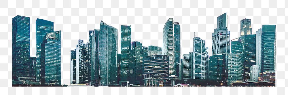 Png Singapore blue skyscrapers, transparent background