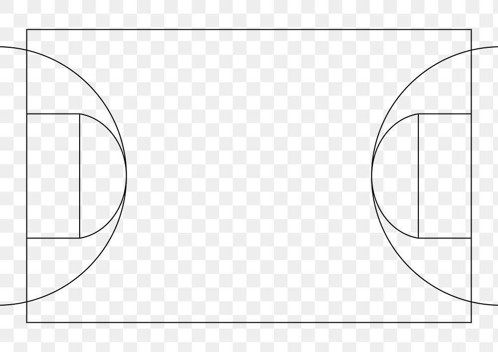 PNG Basketball court outline, transparent background