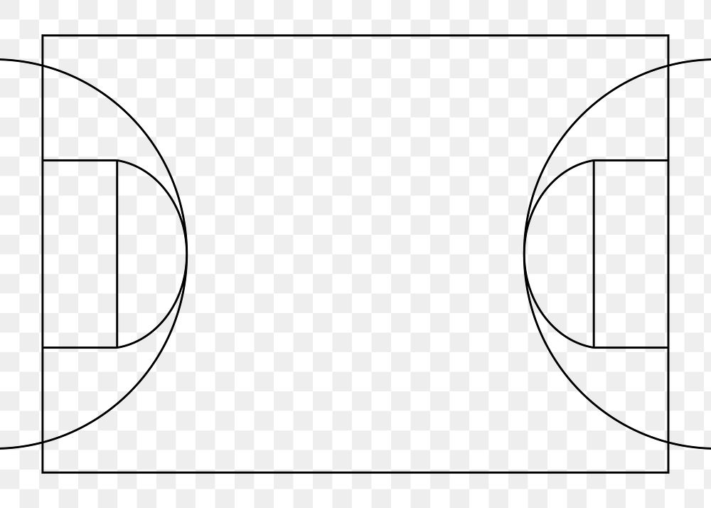 PNG Basketball court outline, transparent background