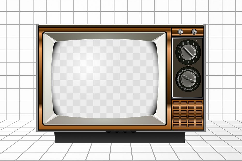 PNG vintage TV screen mockup, transparent design