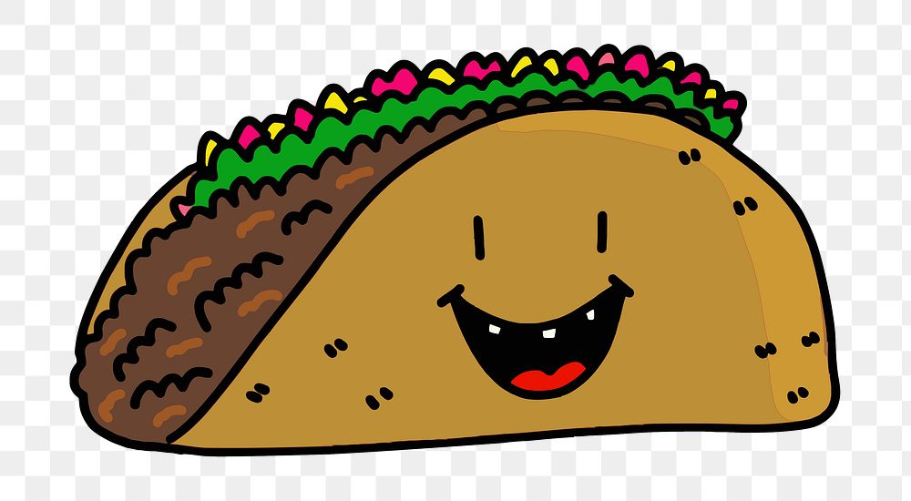 PNG Mexican taco doodle  illustration, transparent background. Free public domain CC0 image.