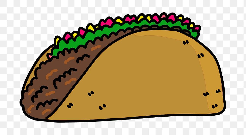 PNG Mexican taco doodle  illustration, transparent background. Free public domain CC0 image.