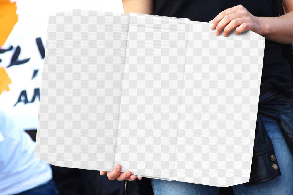 Cardboard sign png mockup, transparent design