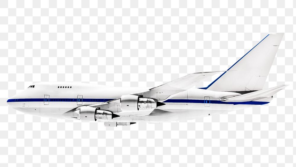 Png white airplane blue line across, transparent background