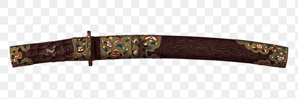 PNG Japanese sword, vintage decoration by G.A. Audsley-Japanese sculpture, transparent background. Remixed by rawpixel.