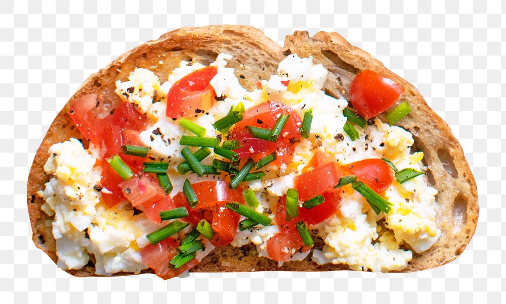 Open faced sandwich png, healthy food, transparent background