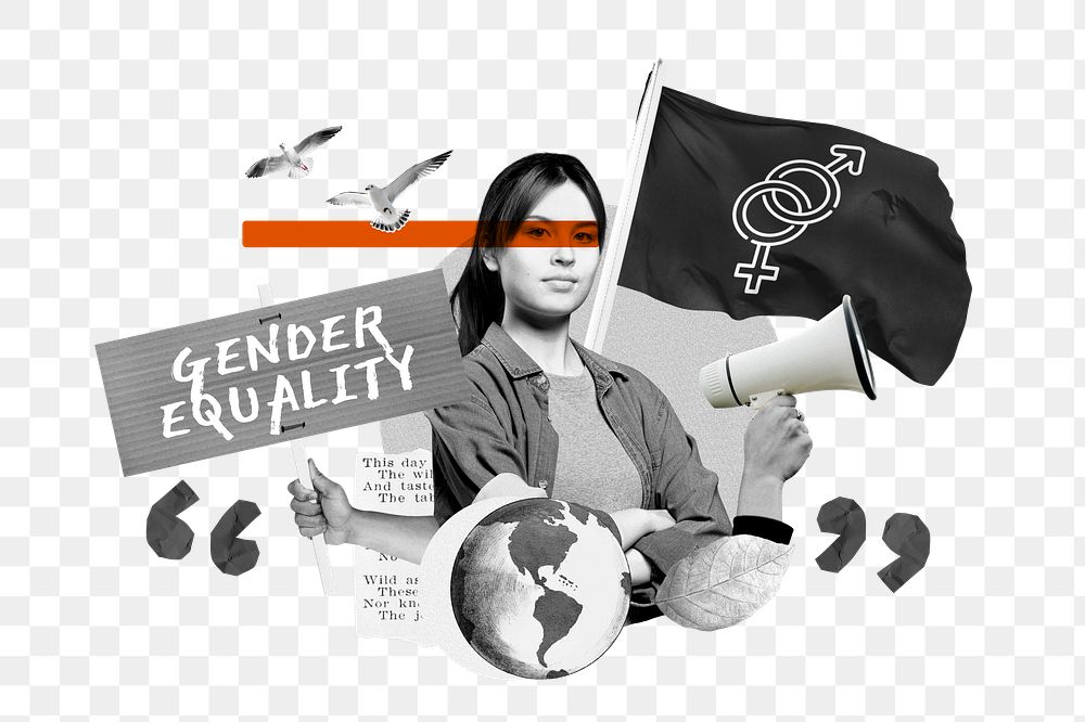 Gender equality png, LGBTQ rights protest remix, transparent background