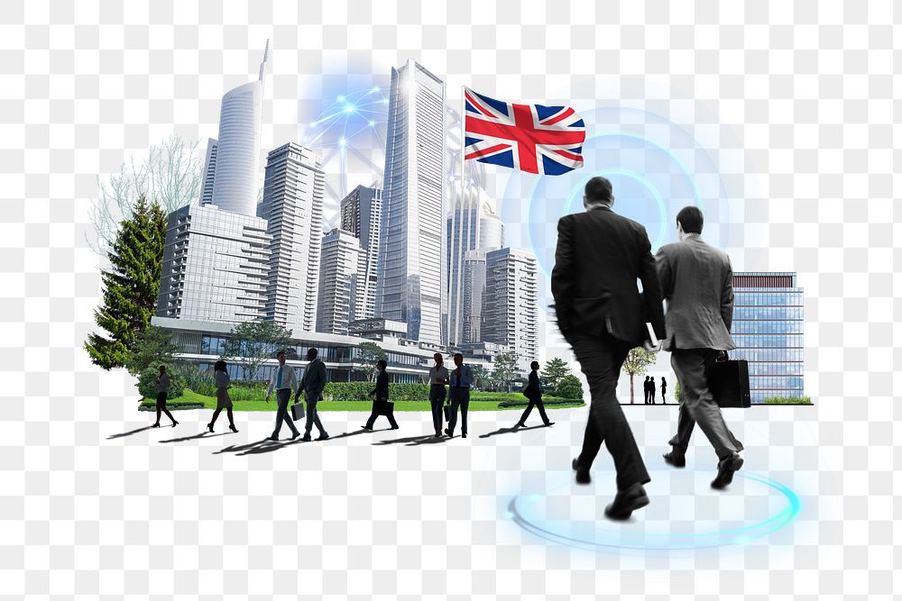 British corporate png, business photo collage, transparent background