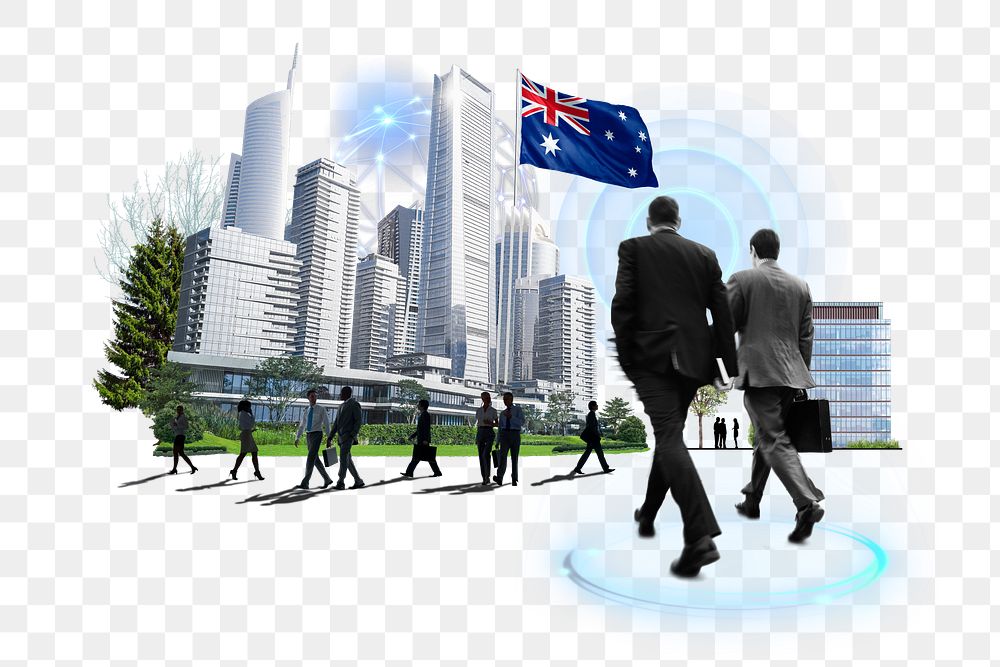 Australian corporate png, business photo collage, transparent background