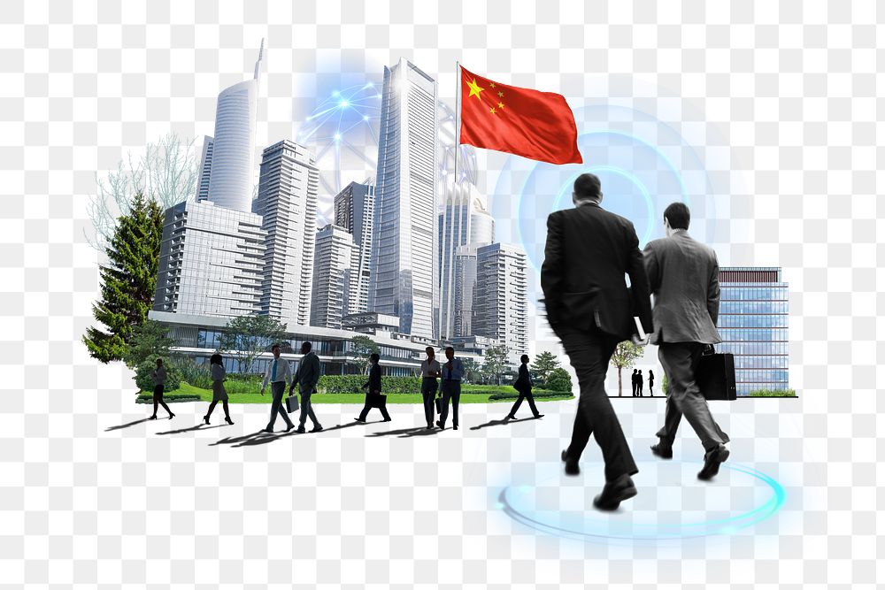 Chinese corporate png, business photo collage, transparent background