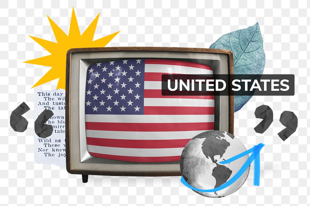 United States png, TV news collage illustration, transparent background